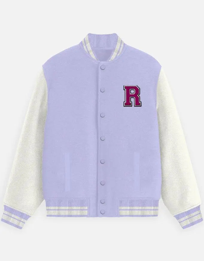Varsity Letterman Jacket for Men – Wool Bomber with Chenille R Patch - Baklol Wear