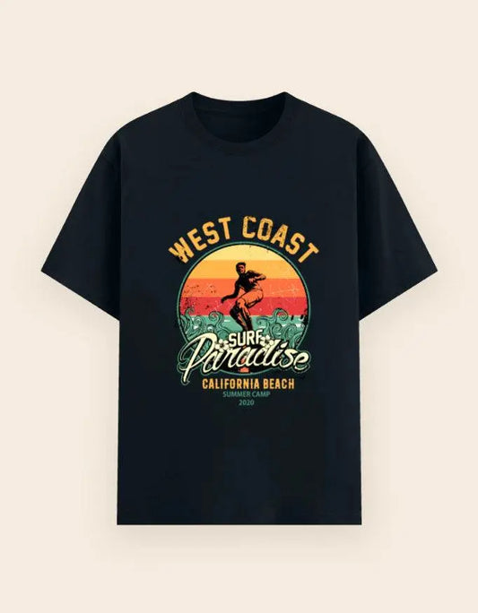 West Coast Surf Paradise T-Shirt – California Beach Summer Camp Graphic Tee Baklol Wear