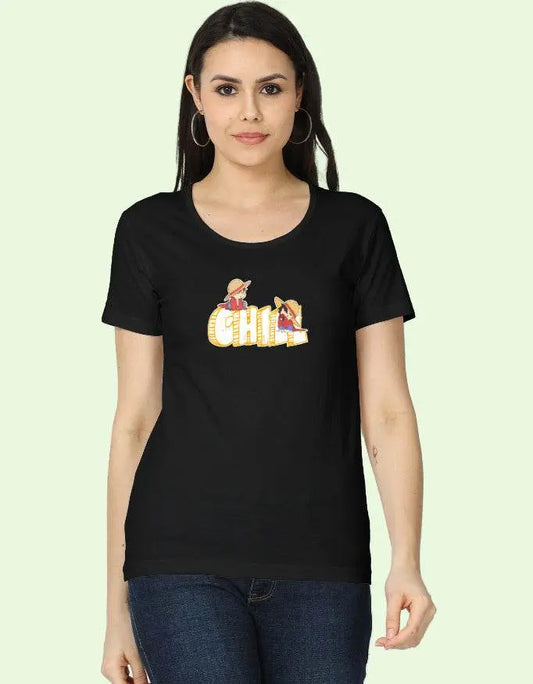 Women’s Chill Graphic T-Shirt with Summer Cartoon Print Baklol Wear