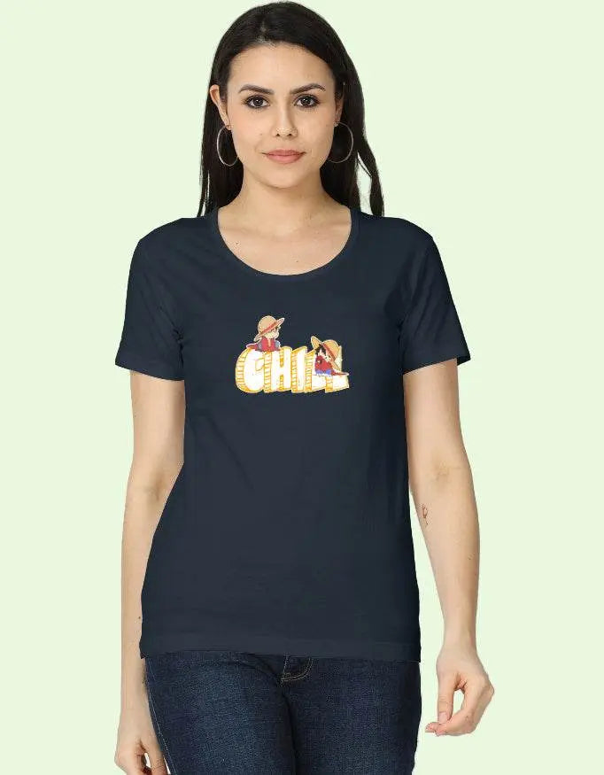 Women’s Chill Graphic T-Shirt with Summer Cartoon Print Baklol Wear