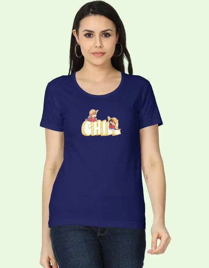 Women’s Chill Graphic T-Shirt with Summer Cartoon Print Baklol Wear