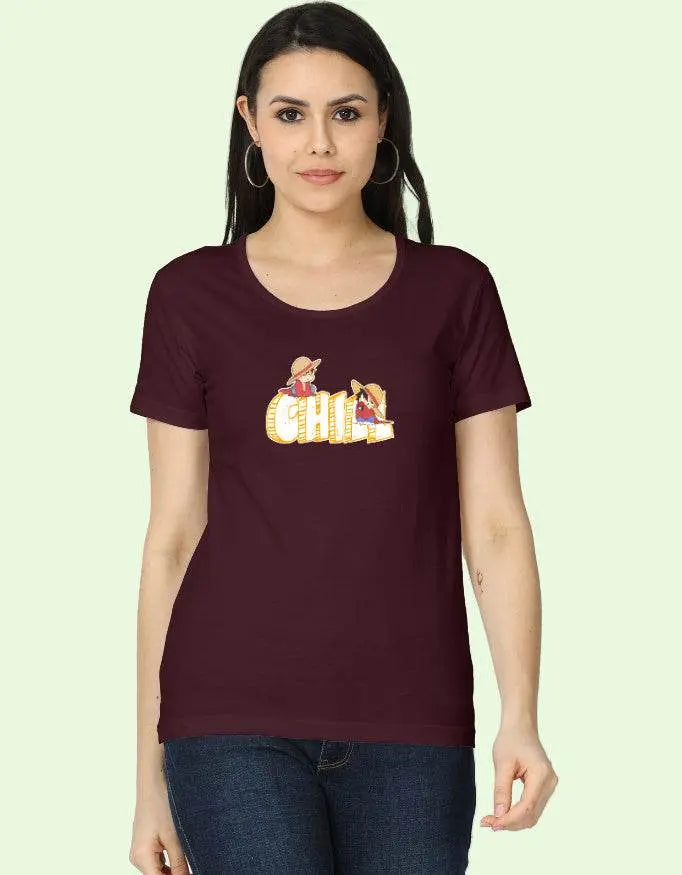 Women’s Chill Graphic T-Shirt with Summer Cartoon Print Baklol Wear