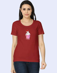 Women’s Graphic T-Shirt with Dripping Sleeve Heart Hand Design Baklol Wear