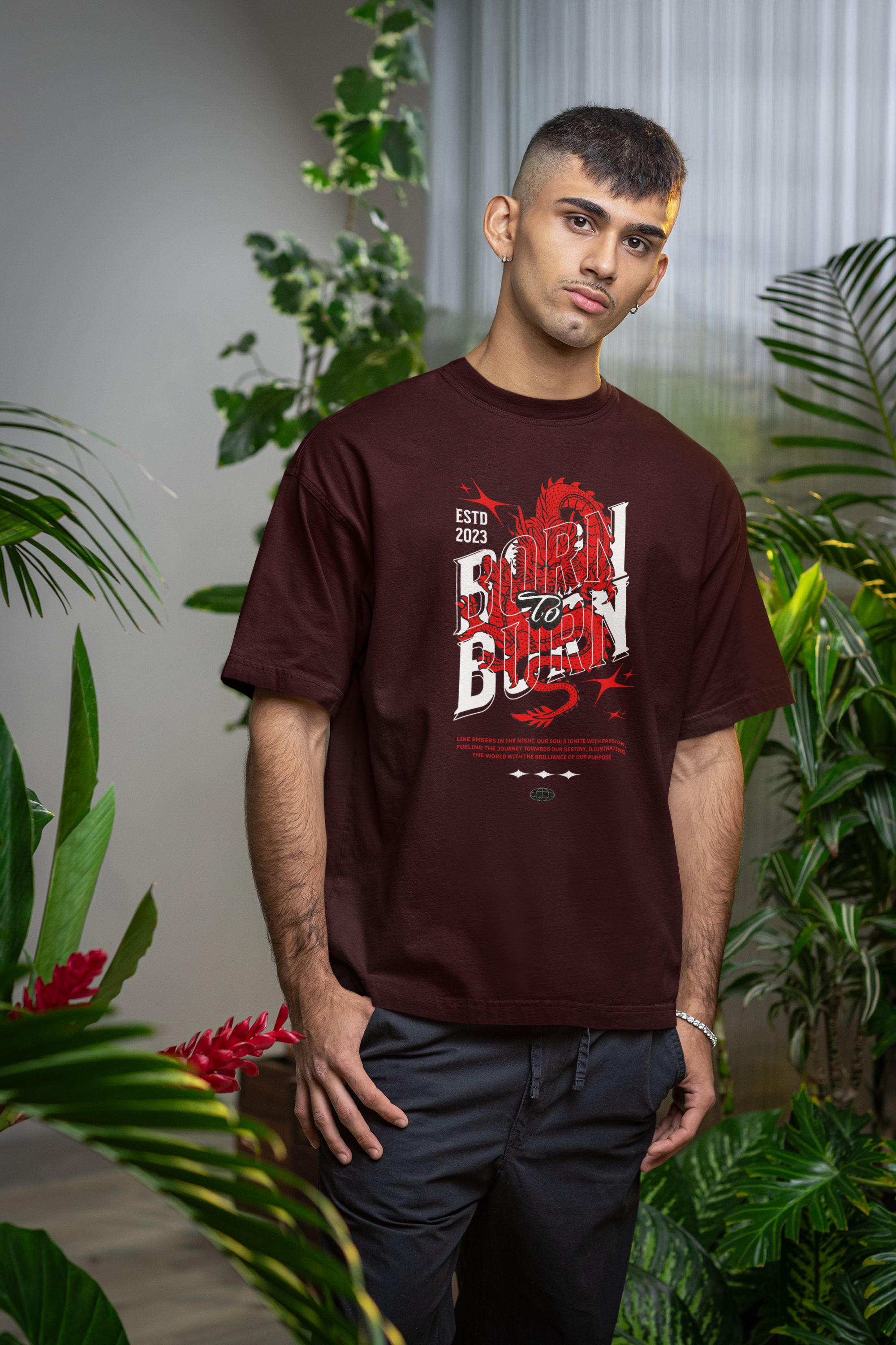 Born to Burn Oversized T-Shirt – Fierce Dragon Graphic Streetwear - Baklol Wear