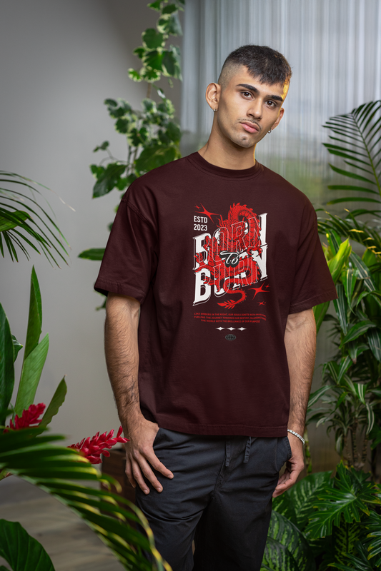 Born to Burn Oversized T-Shirt – Fierce Dragon Graphic Streetwear - Baklol Wear