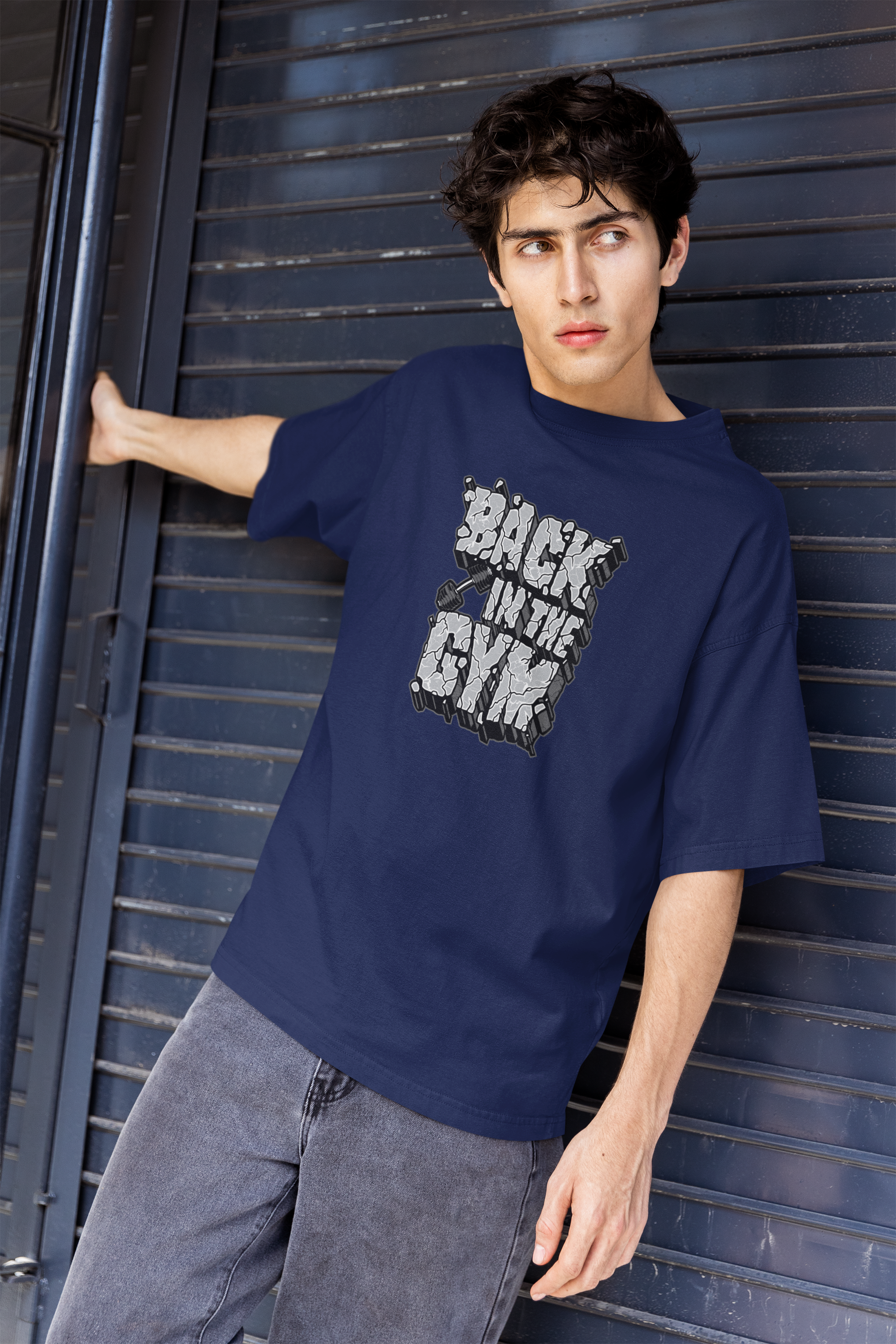 "Back in the Gym" Motivational Oversized T-Shirt with Bold Front Print - Baklol Wear