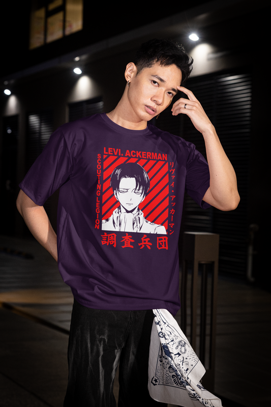Levi Ackerman Oversized T-Shirt – Anime Scout Regiment Graphic Tee