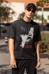 Tokyo Ghoul Oversized T-Shirt – Kaneki Split Face Anime Graphic