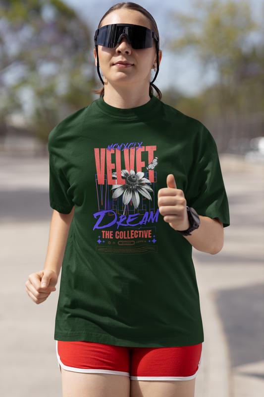 Velvet Dream Oversized T-Shirt – Artistic Collective Floral Graphic