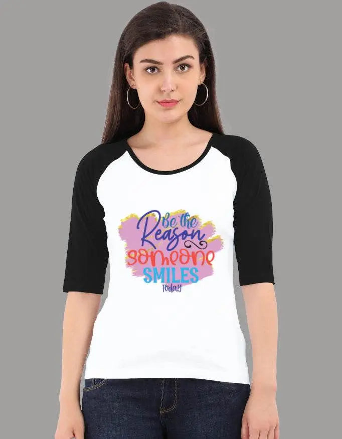 Be the Reason Someone Smiles Today – Women's Motivational Raglan Tee | Baklolwear Baklol Wear
