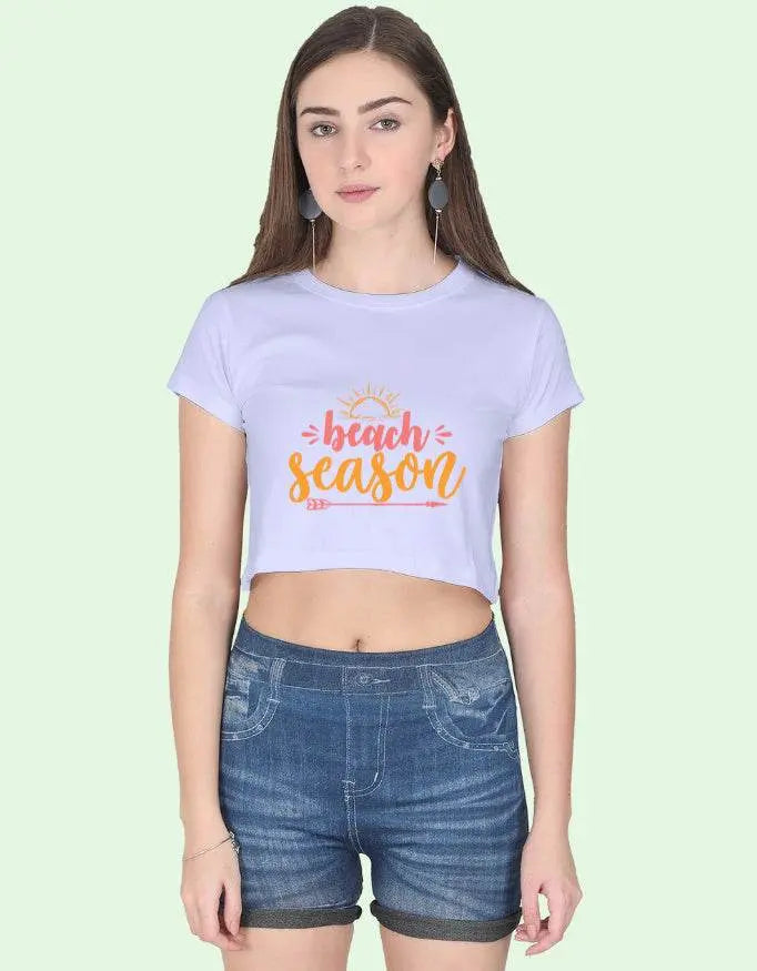 Beach Season Crop Top – Summer Graphic Tee for Girls & Women Baklol Wear