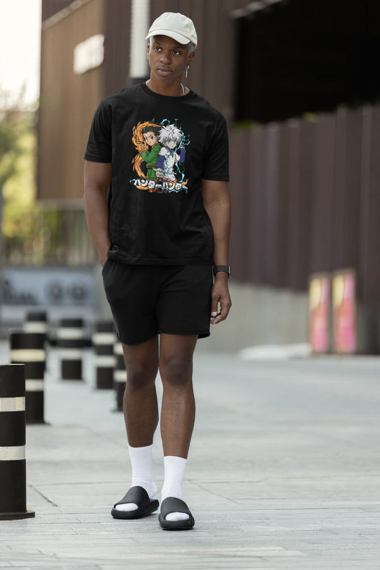 Hunter x Hunter Oversized T-Shirt | Anime Duo Chibi Graphic Manga Tee Baklol Wear