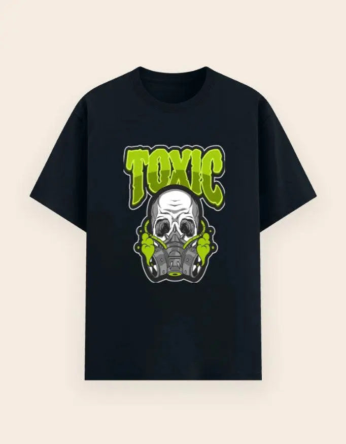 Men's Toxic Skull Graphic Tee – Edgy Gas Mask Print, Urban Streetwear, Crew Neck T-Shirt Baklol Wear