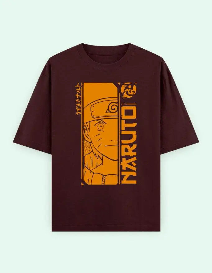 Naruto Anime Oversized T-Shirt | Bold Orange Ninja Graphic Manga Tee Baklol Wear