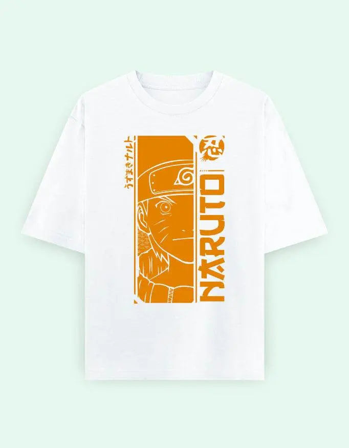 Naruto Anime Oversized T-Shirt | Bold Orange Ninja Graphic Manga Tee Baklol Wear