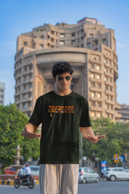 Overdoze Oversized Streetwear T-Shirt – Bold Drip Lettering Graphic Tee Baklol Wear