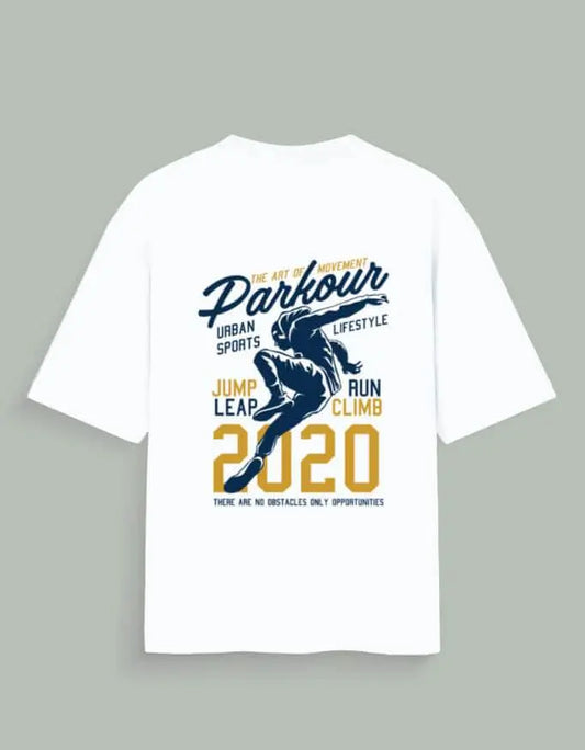 Oversized Parkour Back Print T-Shirt – Urban Movement Graphic Tee for Athletes & Streetwear Fans Baklol Wear