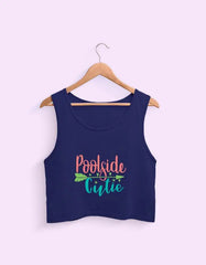 Poolside Cutie Cropped Tank Top – Fun Slogan Summer Shirt for Women & Girls Baklol Wear