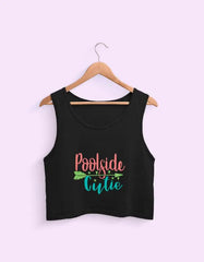 Poolside Cutie Cropped Tank Top – Fun Slogan Summer Shirt for Women & Girls Baklol Wear