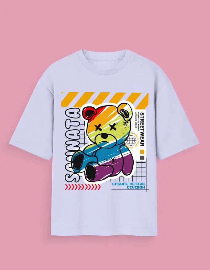 Sannata Oversized Bear Graphic T-Shirt Baklol Wear
