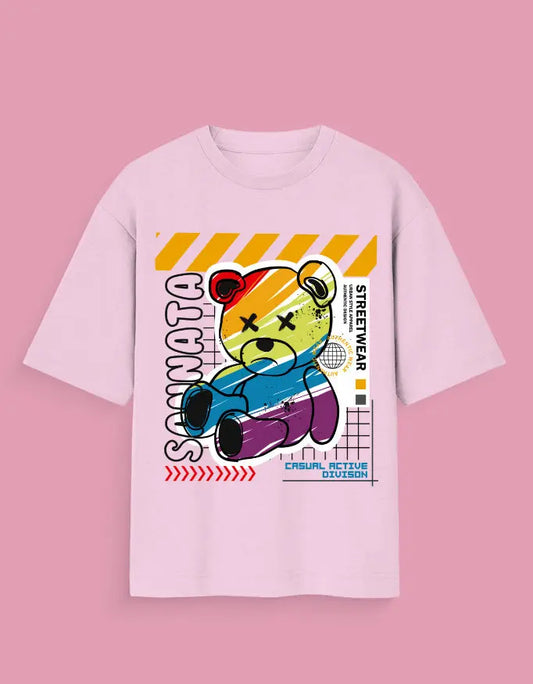 Sannata Oversized Bear Graphic T-Shirt Baklol Wear