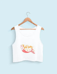 Swim Mermaid Crop Tank Top – Fun Summer Graphic Shirt for Girls & Women Baklol Wear
