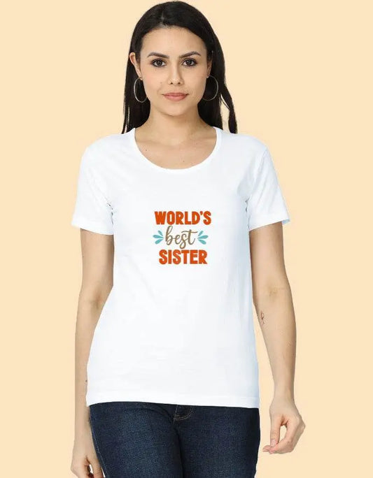 World’s Best Sister White Cotton T-Shirt – Thoughtful Gift for Sisters Baklol Wear